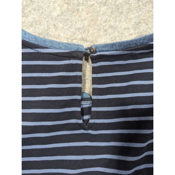 J Jill Blue Striped Casual Tshirt Dress XL Cotton Denim - Picture 8 of 8